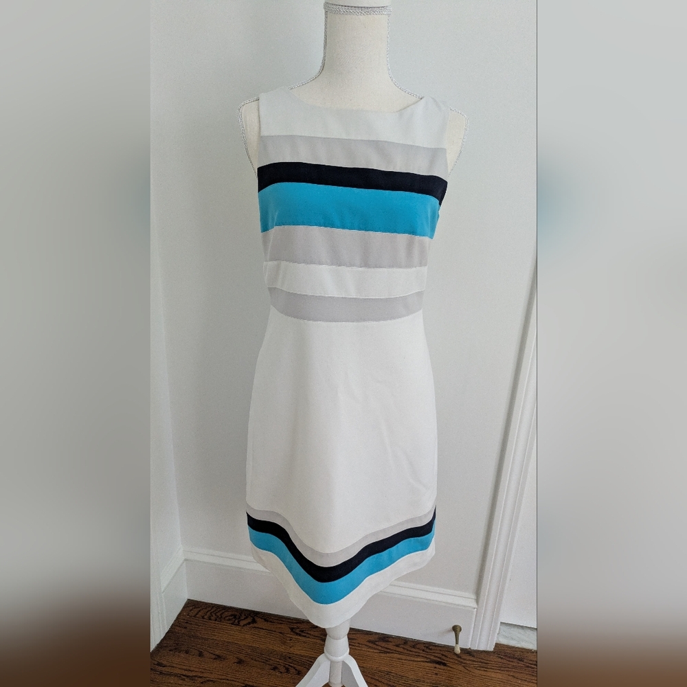 White House Black Market Colorblock Mini Dress - White, Blue, Black, Gray